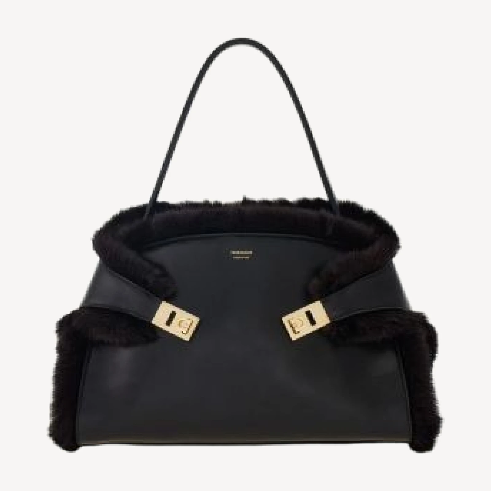 Ferragamo Hug Leather & Shearling Shoulder Bag