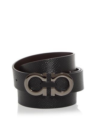 Ferragamo Men's Double Gancini Reversible Leather Belt