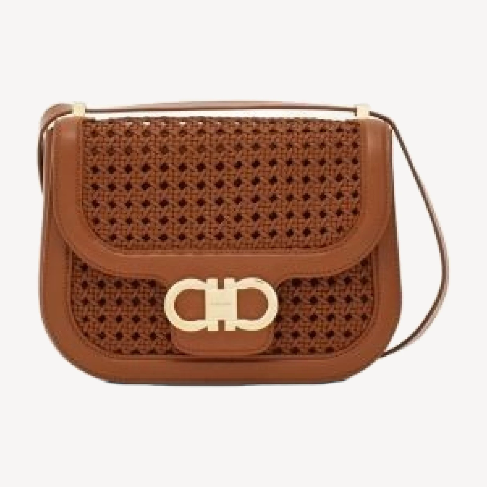 Ferragamo Double Gancini Extra Small Woven Leather Crossbody
