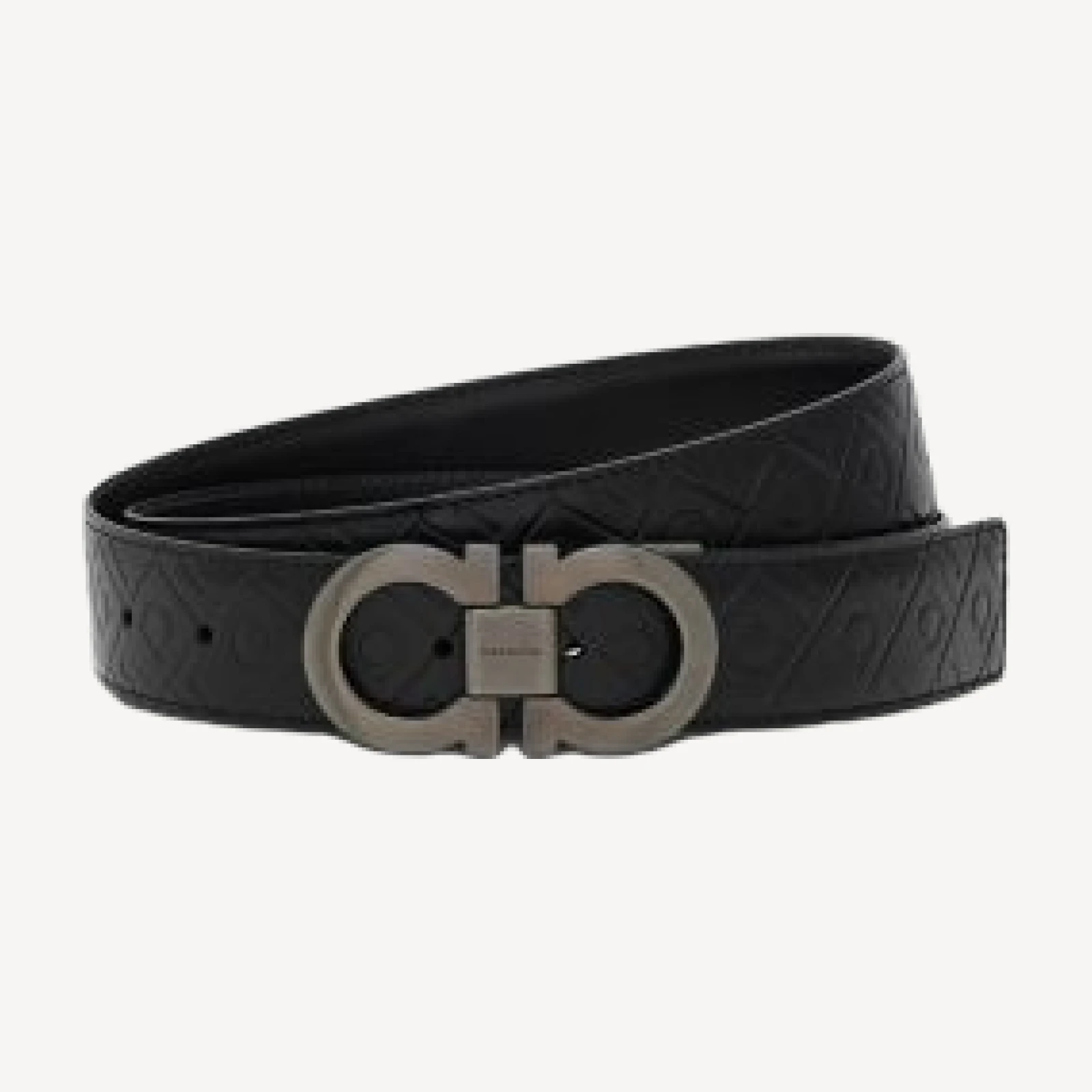 Ferragamo Men's Oversized Double Gancini Reversible Leather Belt