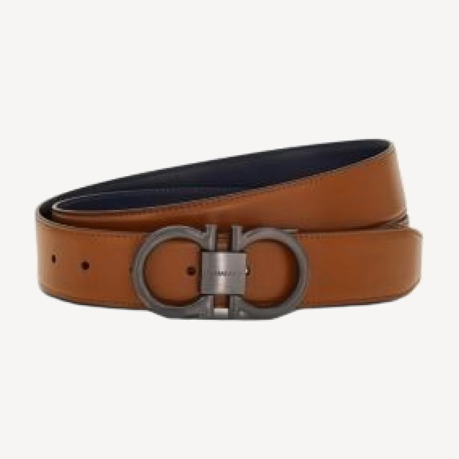 Ferragamo Men's Oversized Double Gancini Reversible Leather Belt
