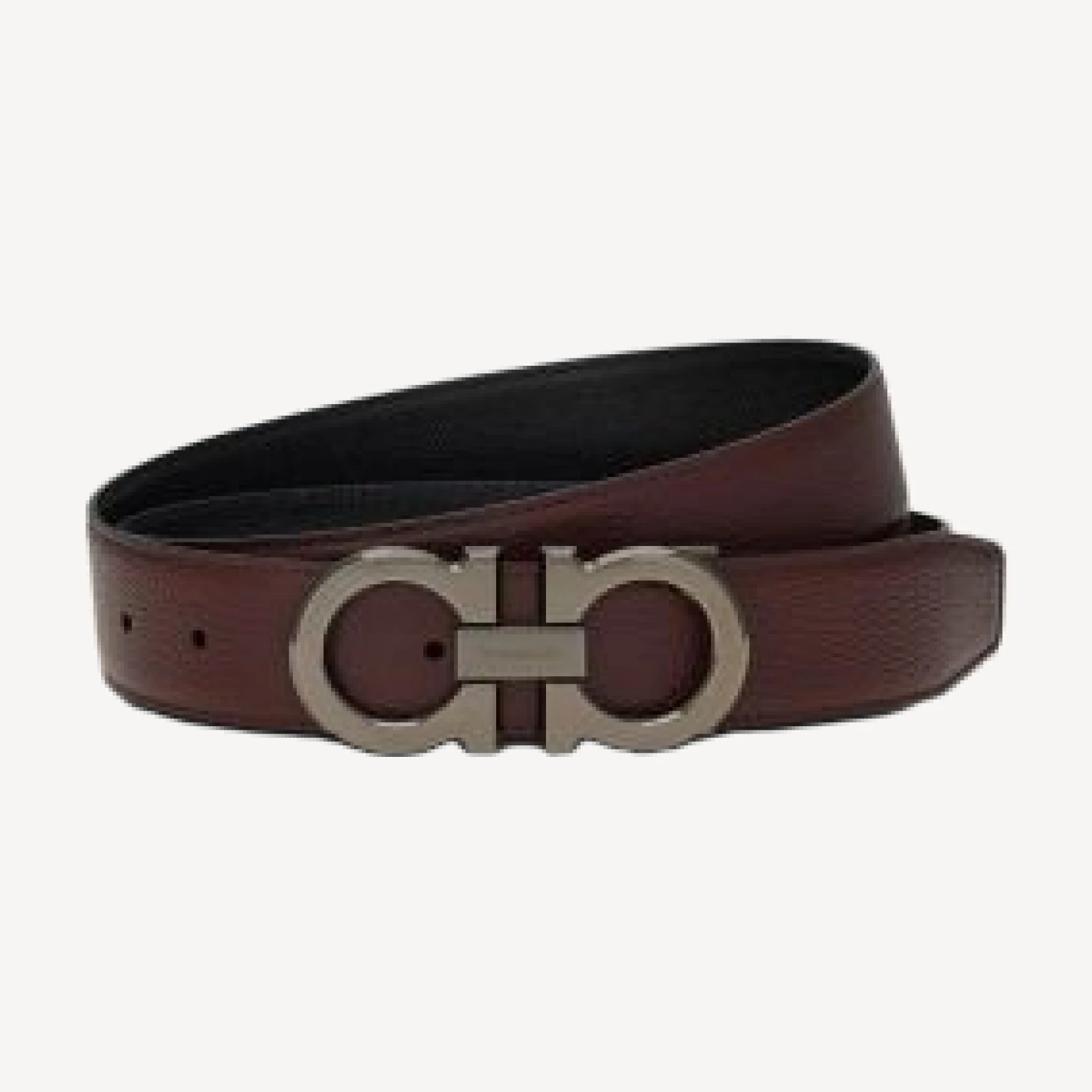 Ferragamo Men's Oversized Double Gancini Reversible Leather Belt