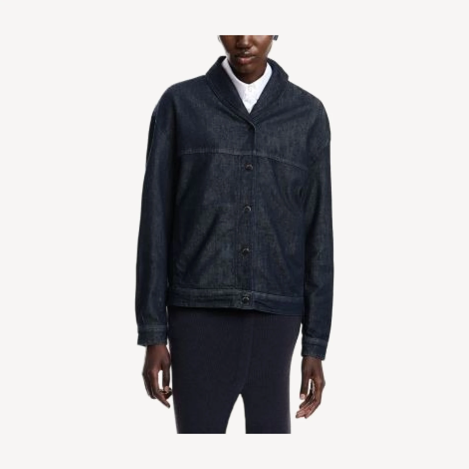 Emporio Armani Dark Denim Jacket with Rolled Collar
