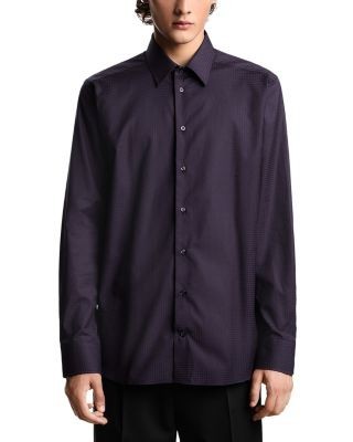 Emporio Armani New York Regular Fit Micro Jacquard Cotton Dress Shirt