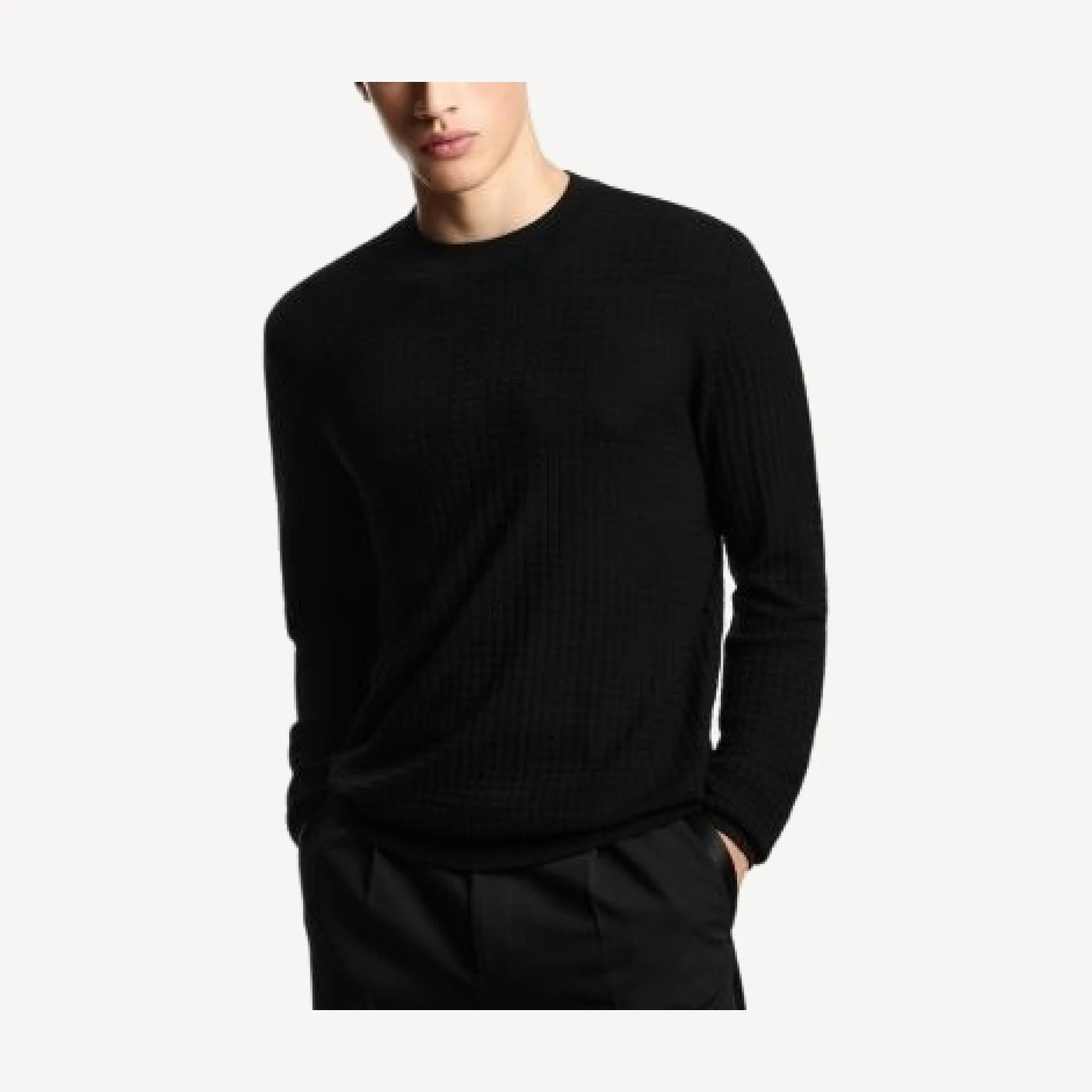 Emporio Armani Wool Geometric Square Jacquard Sweater