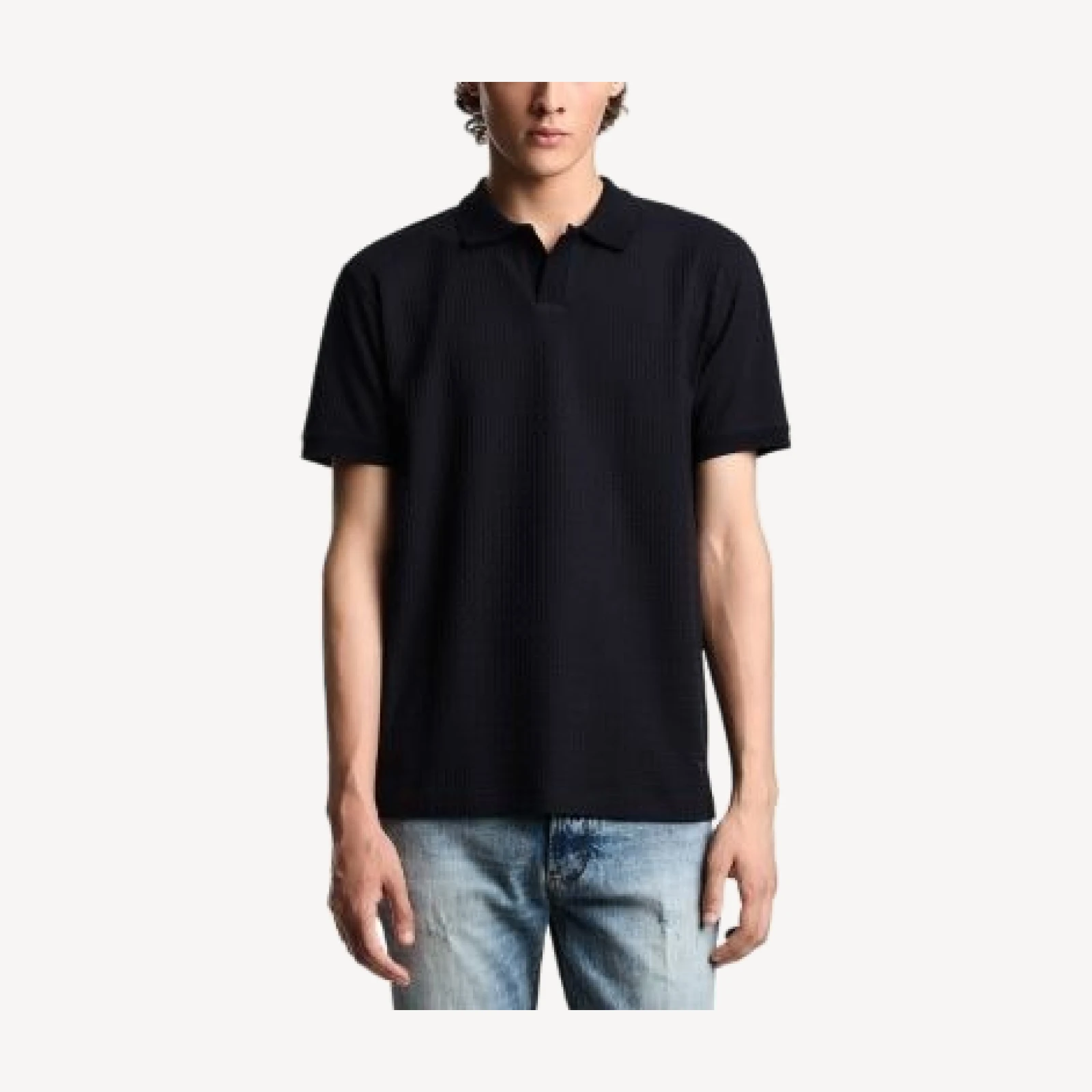 Emporio Armani Jacquard Textured Cotton Polo Shirt