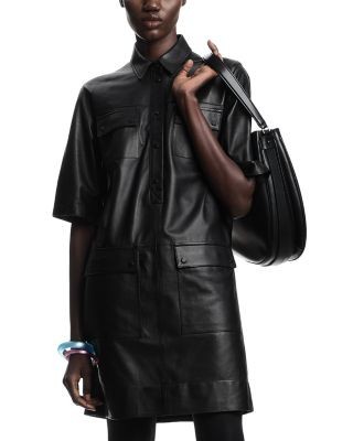 Emporio Armani Leather Collared Dress
