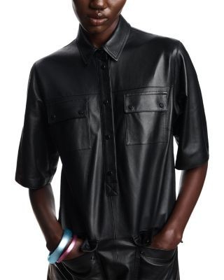 Emporio Armani Leather Collared Dress
