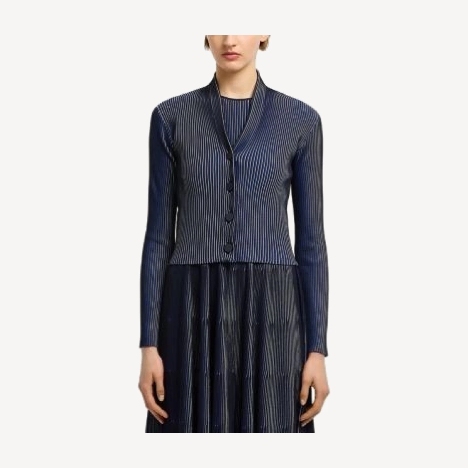 Emporio Armani Bicolor Ribbed Striped Cardigan Sweater