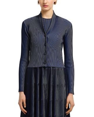 Emporio Armani Bicolor Ribbed Striped Cardigan Sweater