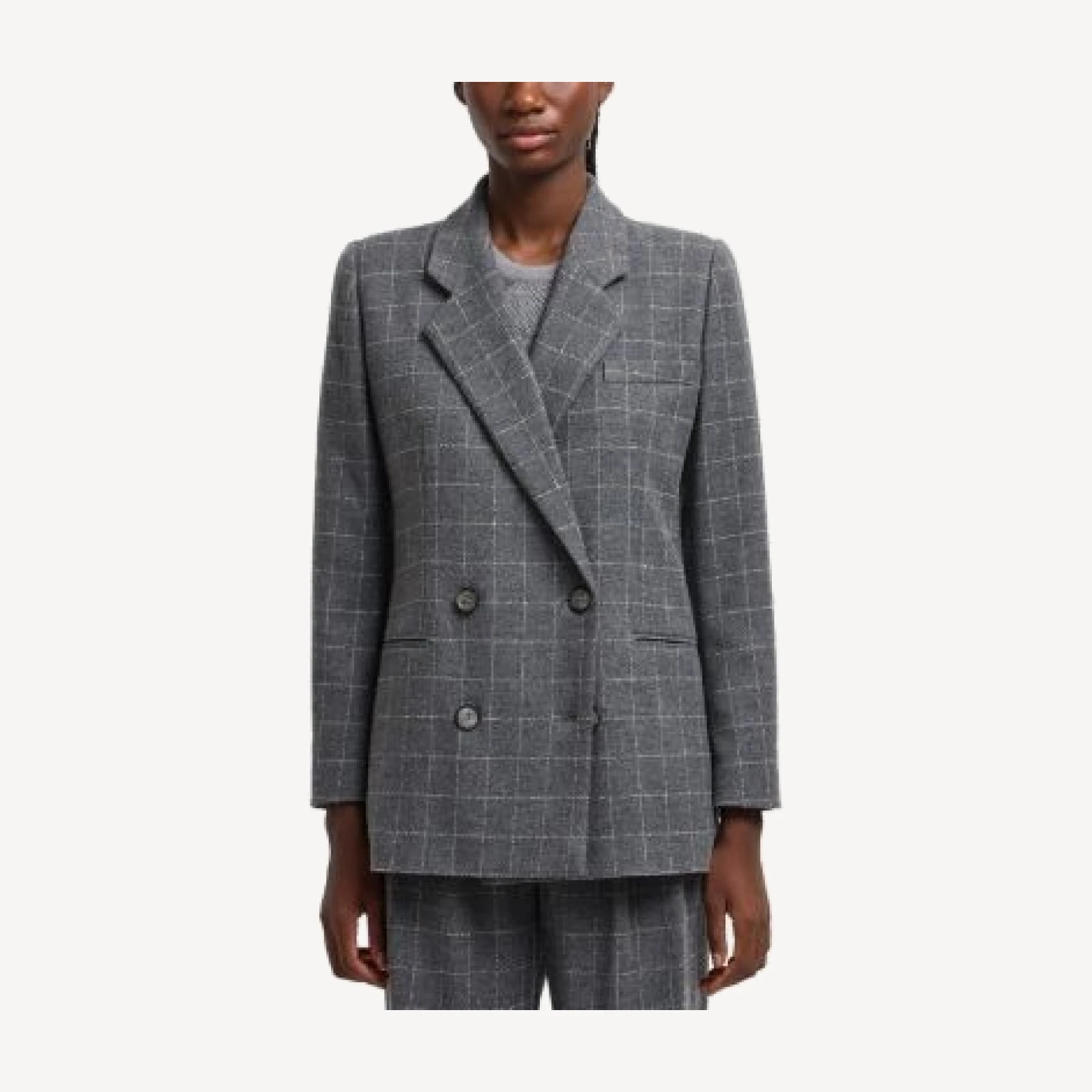 Emporio Armani Icon Checkered Flannel Wool Blend Blazer