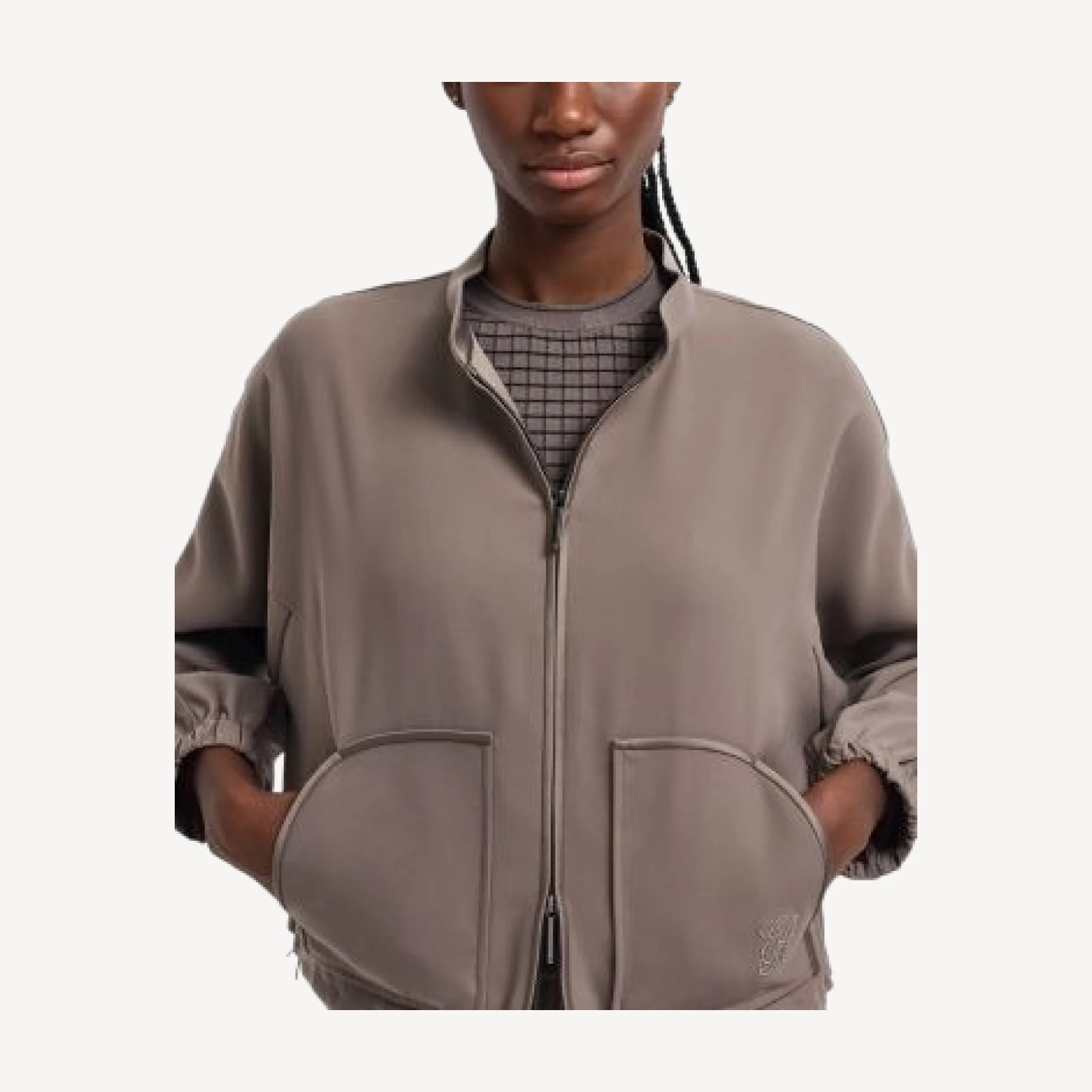 Emporio Armani Techno Cady Jacket with Elastic Drawstring Hem