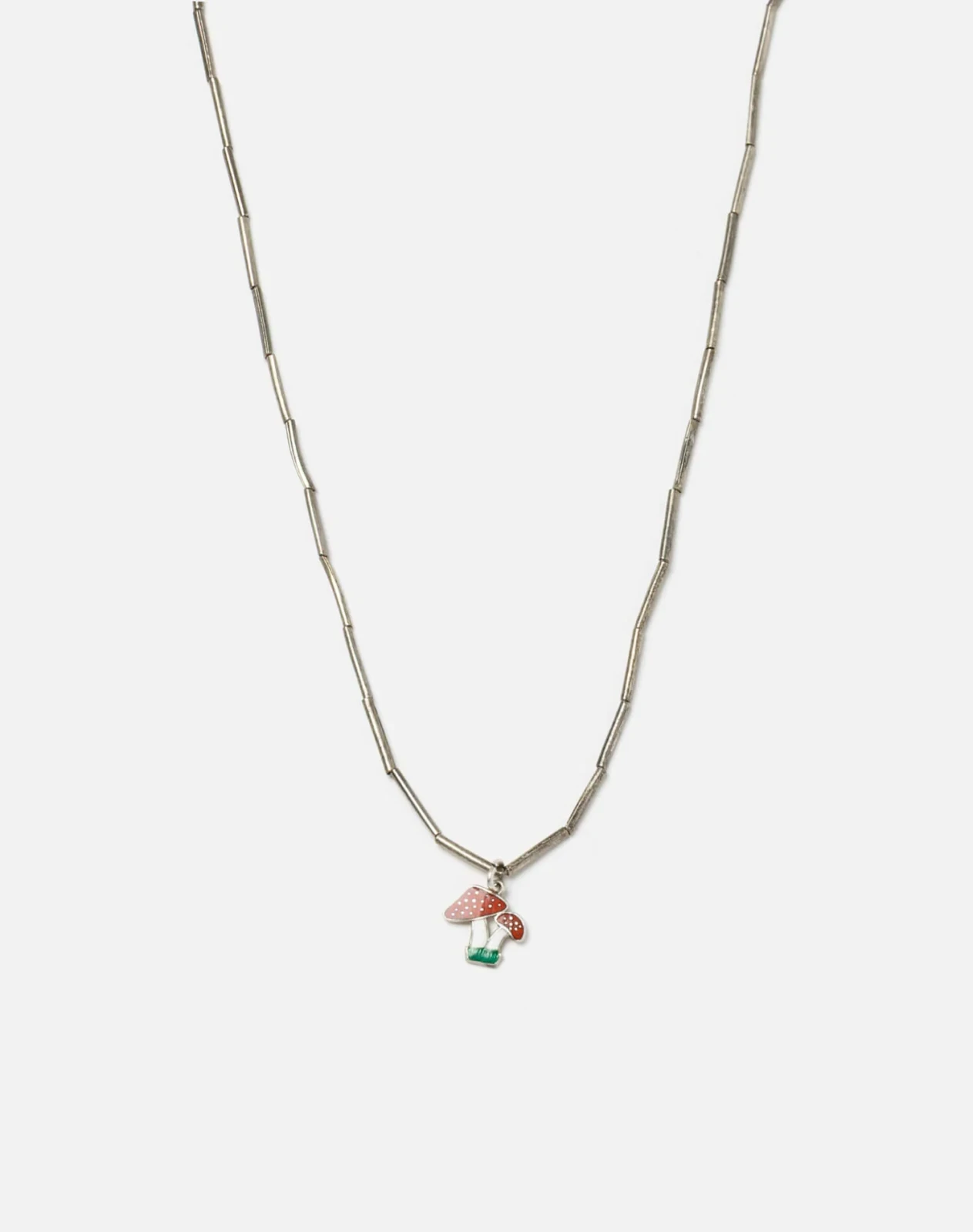 RE/DONE Vintage | 50s Sterling Tube Bead Mushroom Necklace | Vintage Necklaces