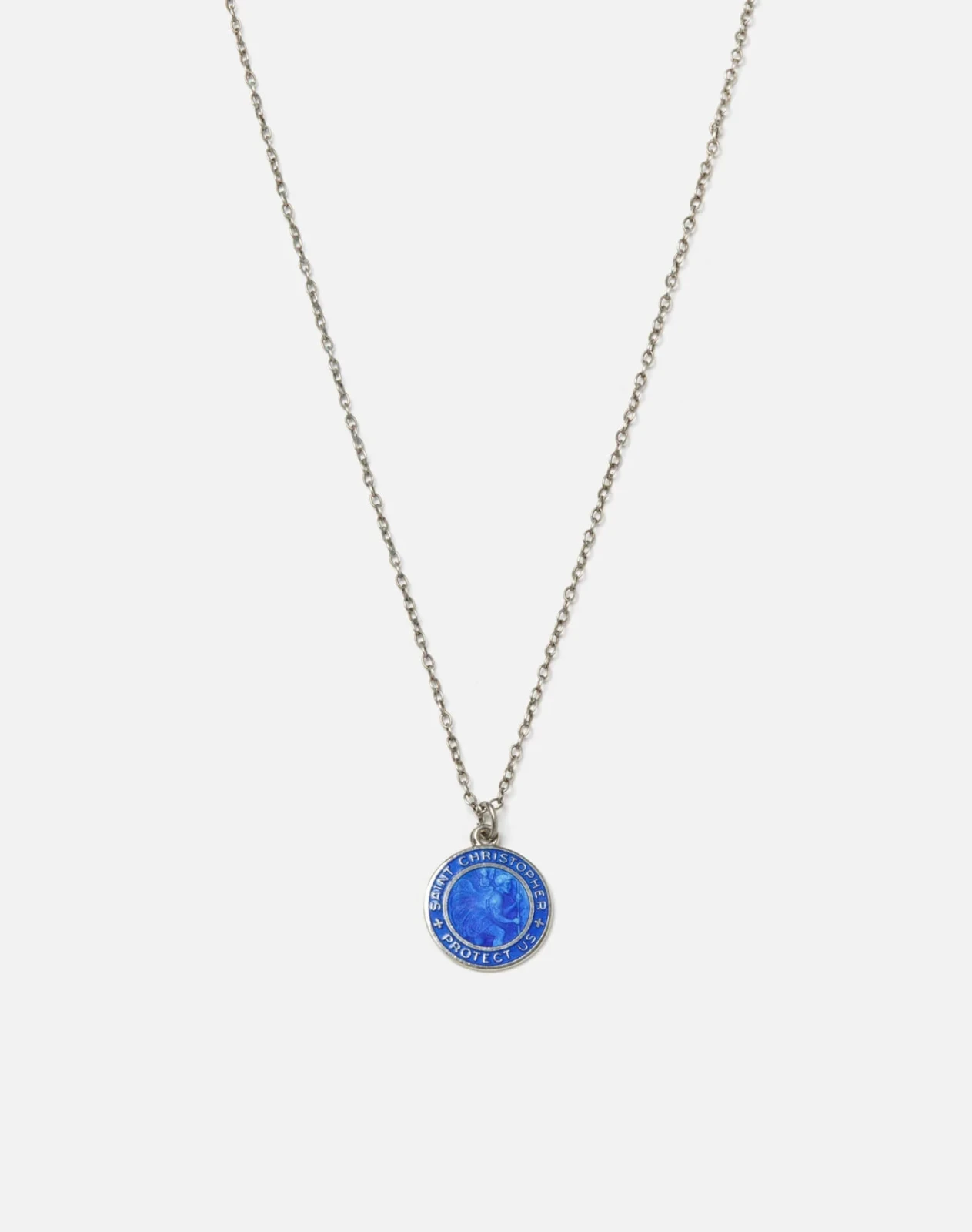 RE/DONE Vintage | 60s Sterling Royal Blue St Christopher Necklace | Vintage Necklaces