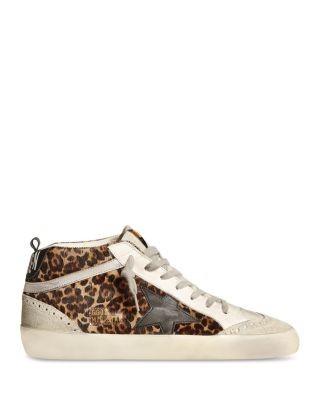 Golden Goose Women's Mid Star Horsy Almond Toe Animal Print Sneakers