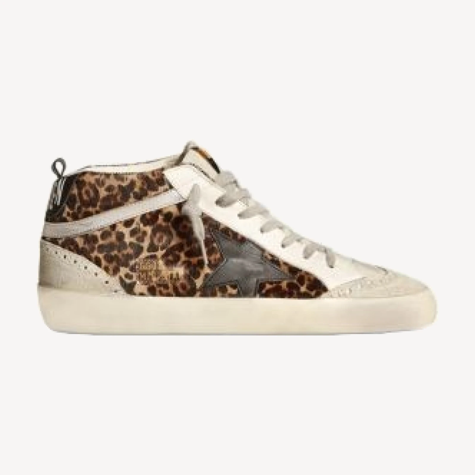 Golden Goose Women's Mid Star Horsy Almond Toe Animal Print Sneakers