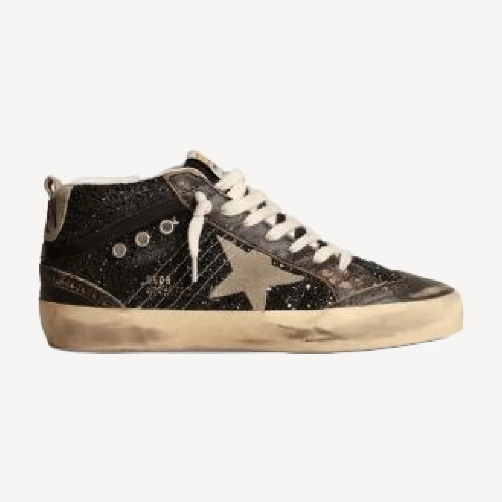 Golden Goose Women's Mid Star Glitter Lace Up Sneakers