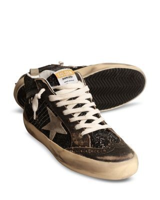 Golden Goose Women's Mid Star Glitter Lace Up Sneakers