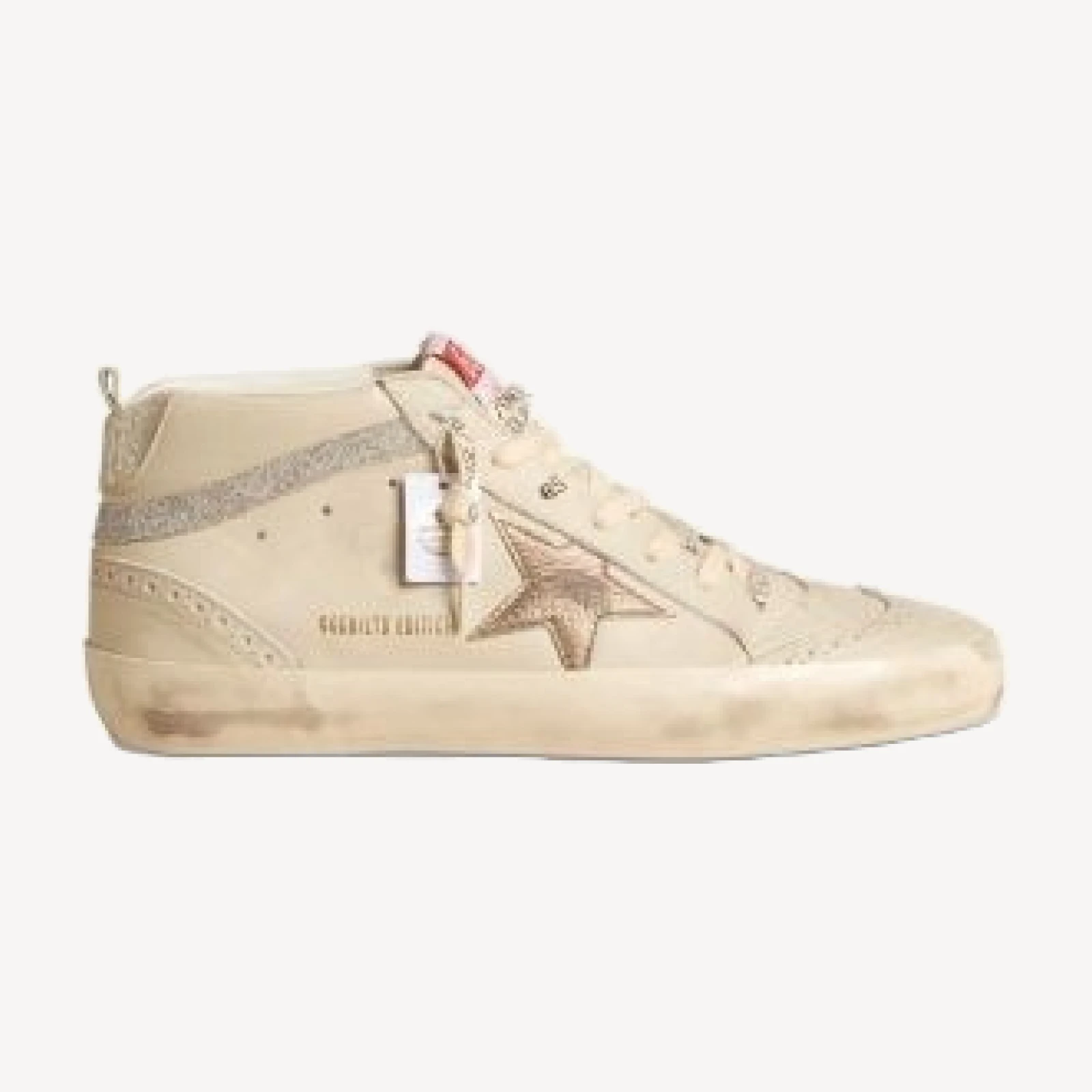 Golden Goose Women's Mid Star Almond Toe Star Patch & Crystal Fabric Sneakers