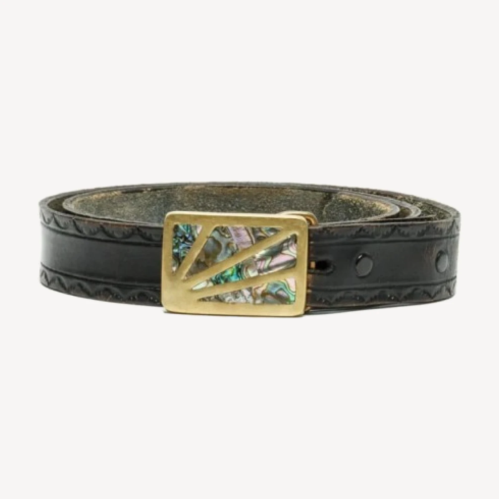 RE/DONE Vintage | 60S Abalone Inlaid Brass Belt -#32 | Vintage Belts