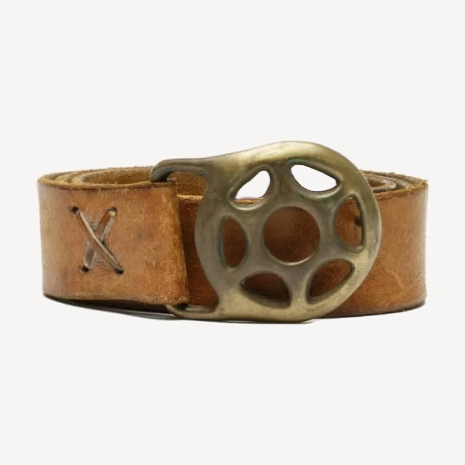 RE/DONE Vintage | 70s Round Brass Buckle Belt -#36 | Vintage Belts