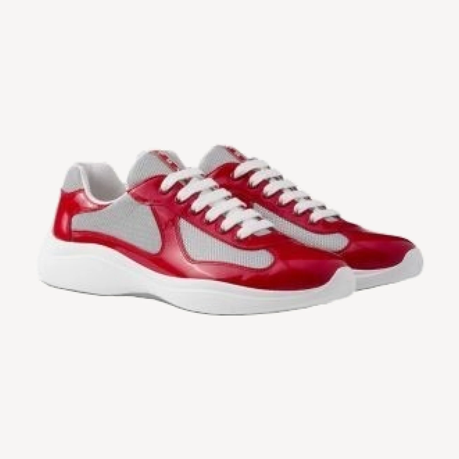 Prada Men's Patent Leather and Technical Fabric America's Cup Sneakers in Red
