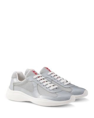 Prada Men's America's Cup Sneakers Patent Leather And Technical Fabric in Grey