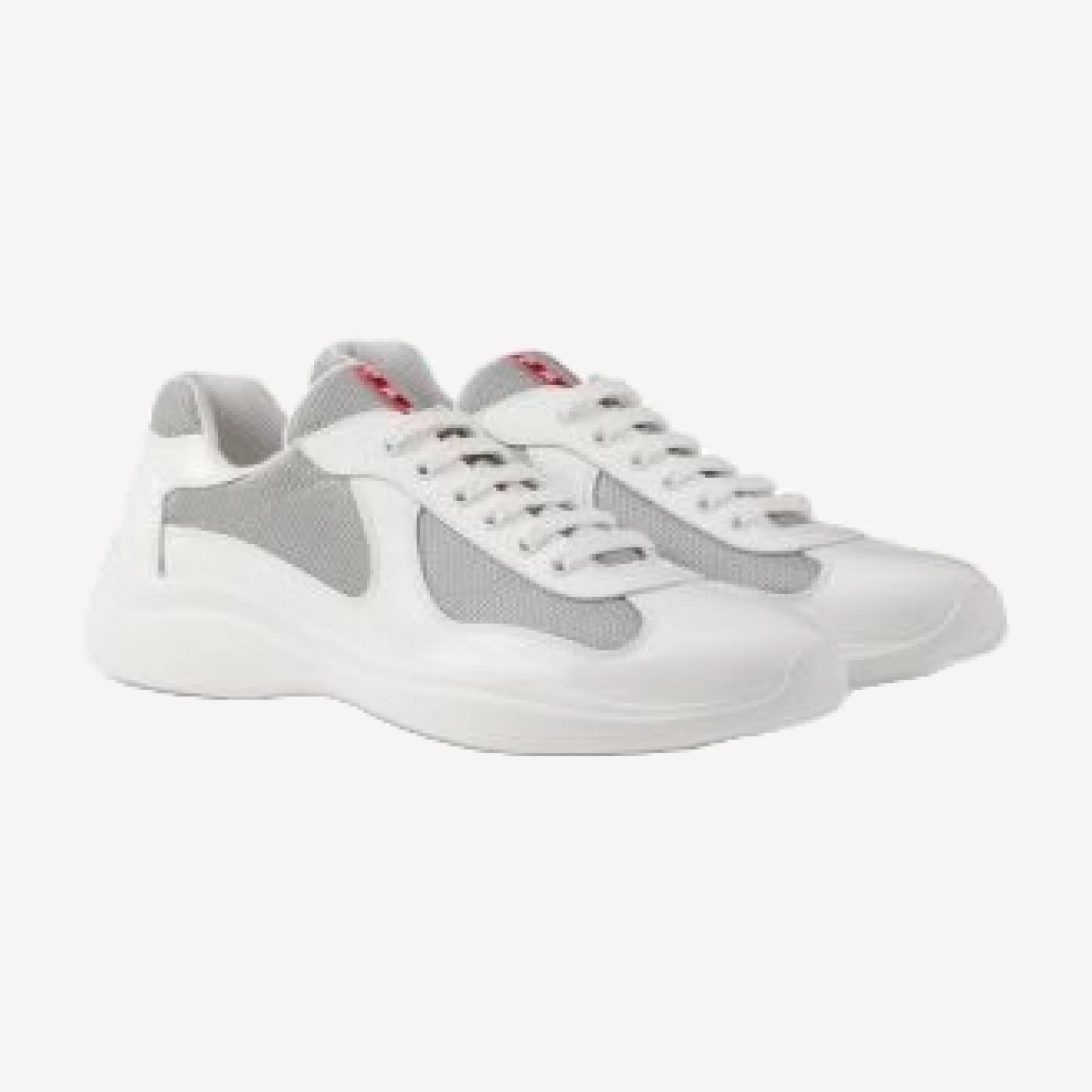Prada Men's Patent Leather and Technical Fabric America's Cup Sneakers in White