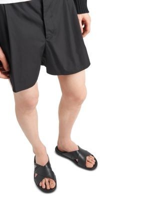 Prada Men's Leather Crisscross Slides