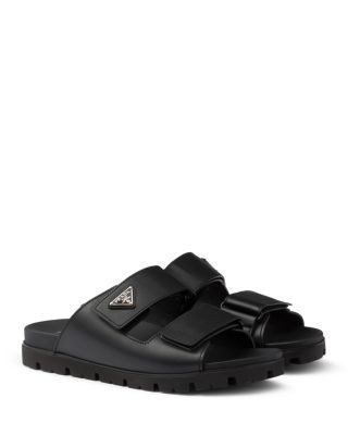 Prada Men's Leather Strap Slides