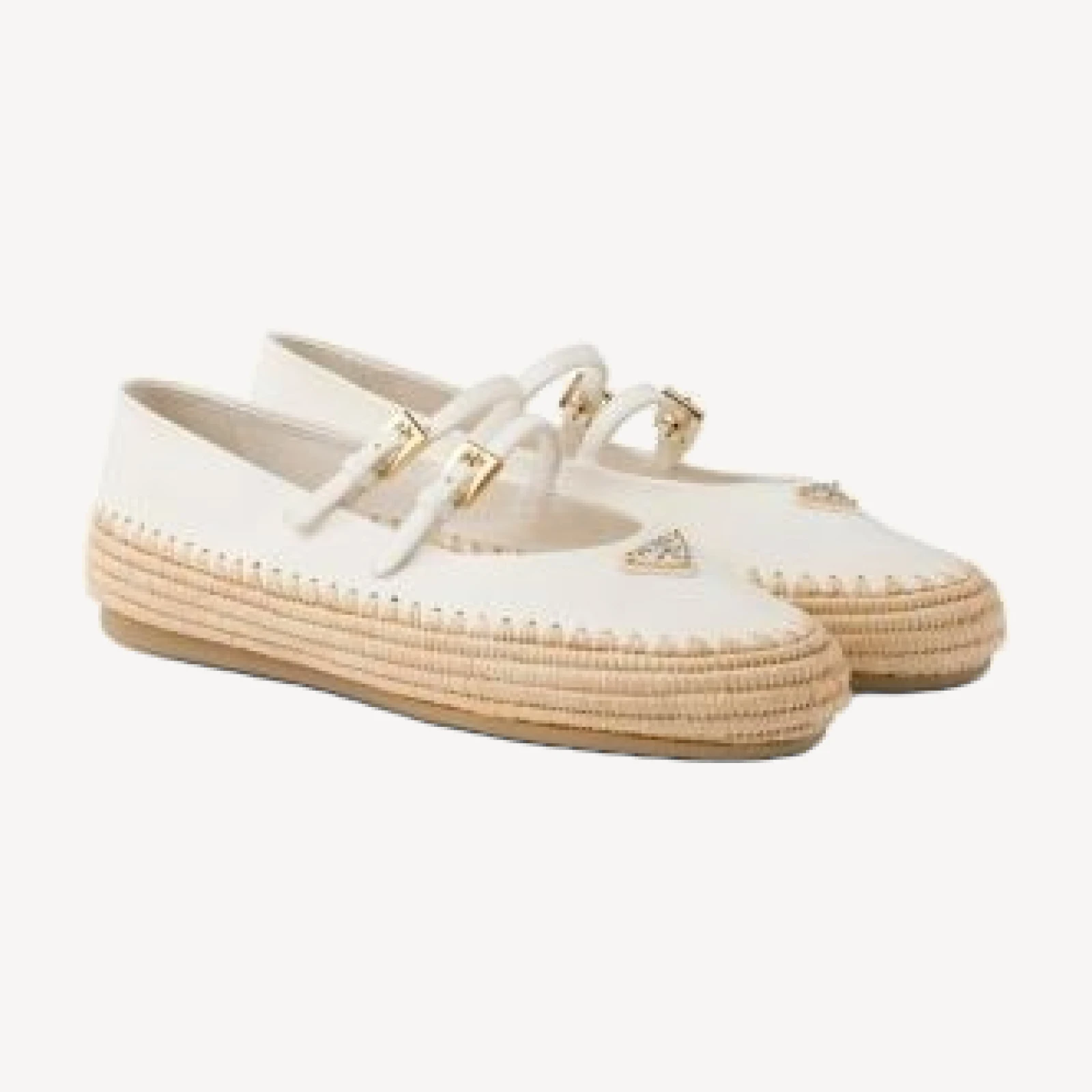 Prada Women's Nappa Leather and Raffia Ballerinas