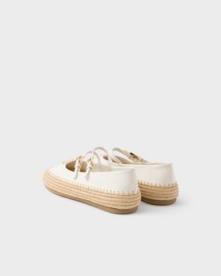 Prada Women's Nappa Leather and Raffia Ballerinas