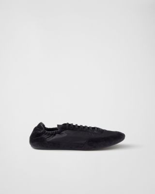 Prada Women's Collapse Re-Nylon and Suede Sneakers