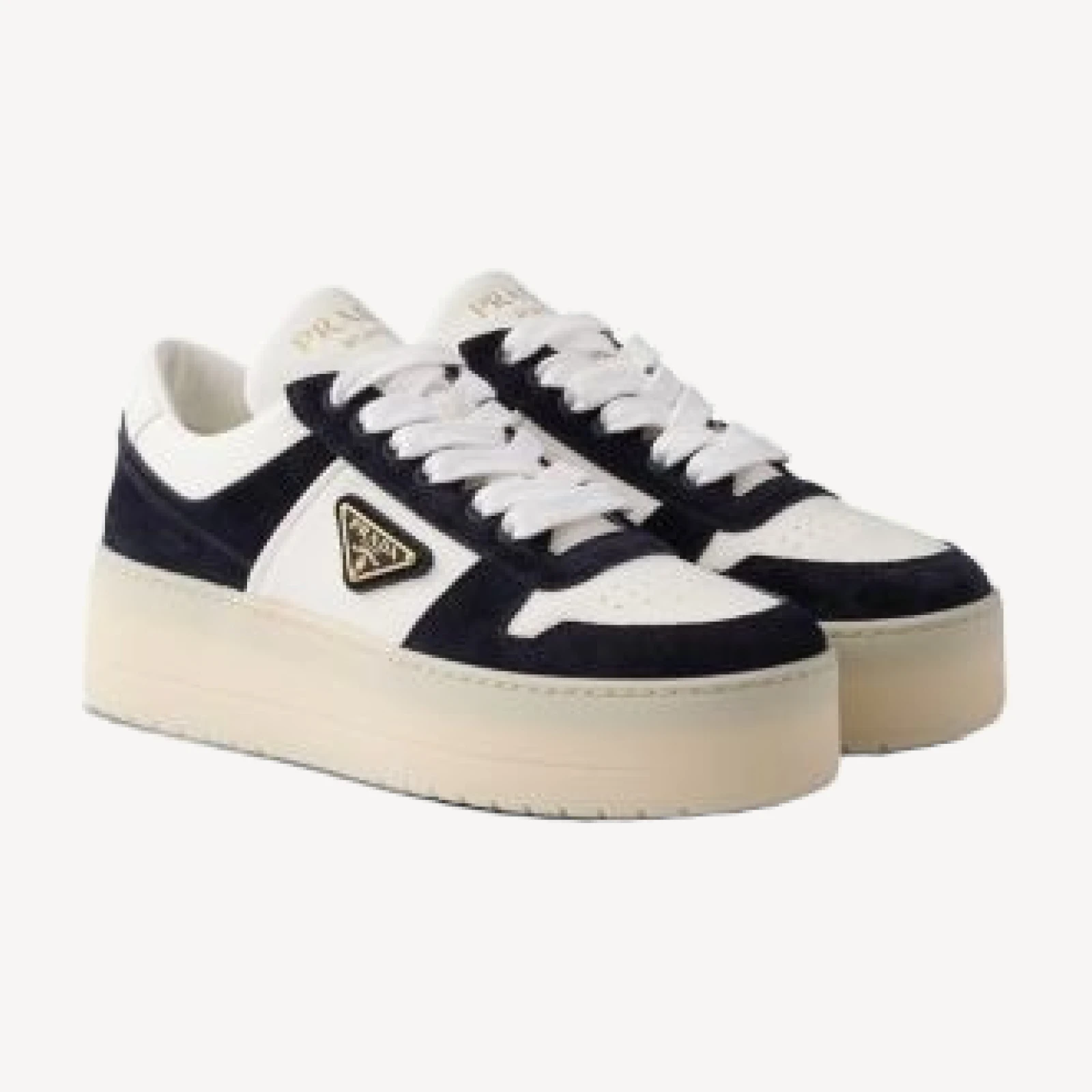 Prada Women's Downtown Bold Nappa Leather and Suede Sneakers
