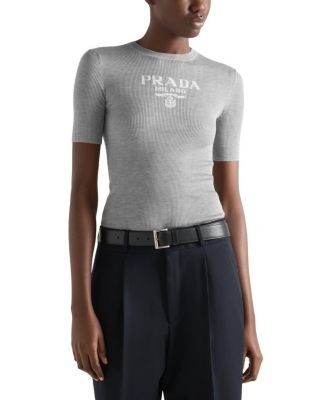 Prada Silk Crew Neck Sweater with Logo