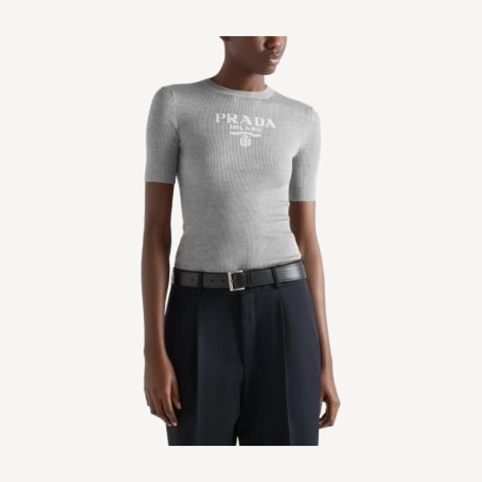 Prada Silk Crew Neck Sweater with Logo