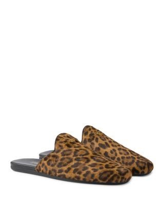 Prada Women's Leopard-Print Leather Mules