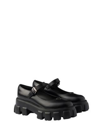 Prada Women's Brushed Leather Monolith Mary Janes