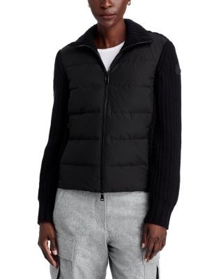 Moncler Mixed Media Wool & Cashmere Zip Up Cardigan