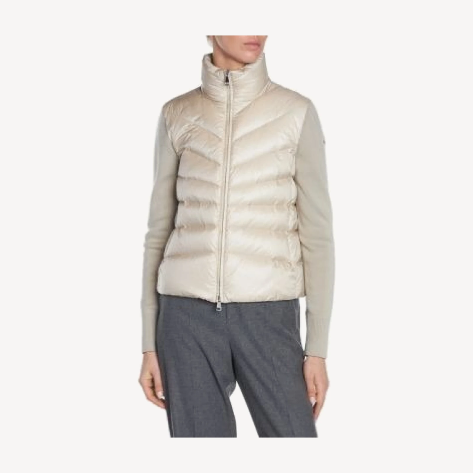 Moncler Mixed Media Wool Puffer Cardigan