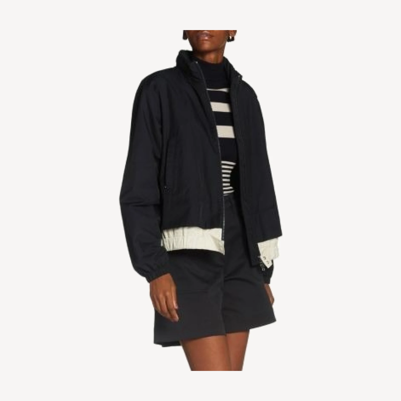 Moncler Janze Twill Contrast Jacket with Packable Hood