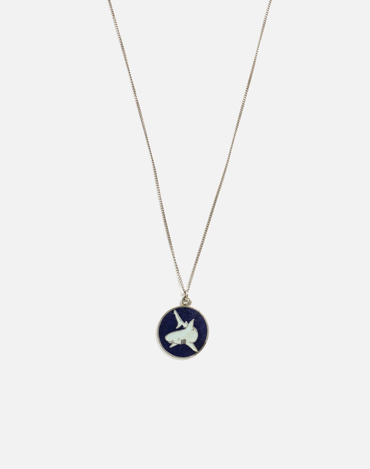 RE/DONE Vintage | 70s Enamel Shark Pendant on Sterling Chain- #4 | Vintage Necklaces