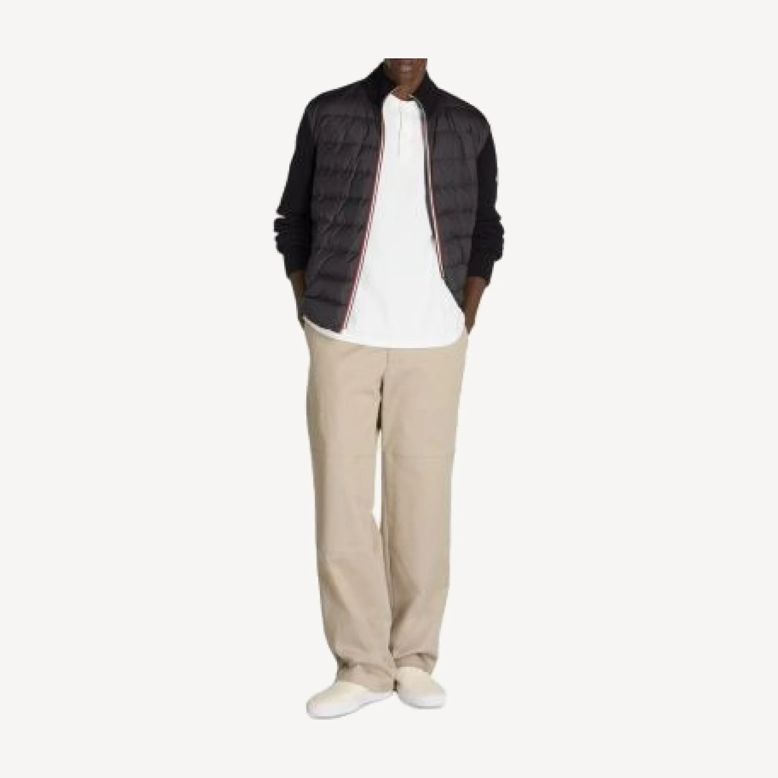 Moncler Wool Knit Quilted Down Combo Cardigan