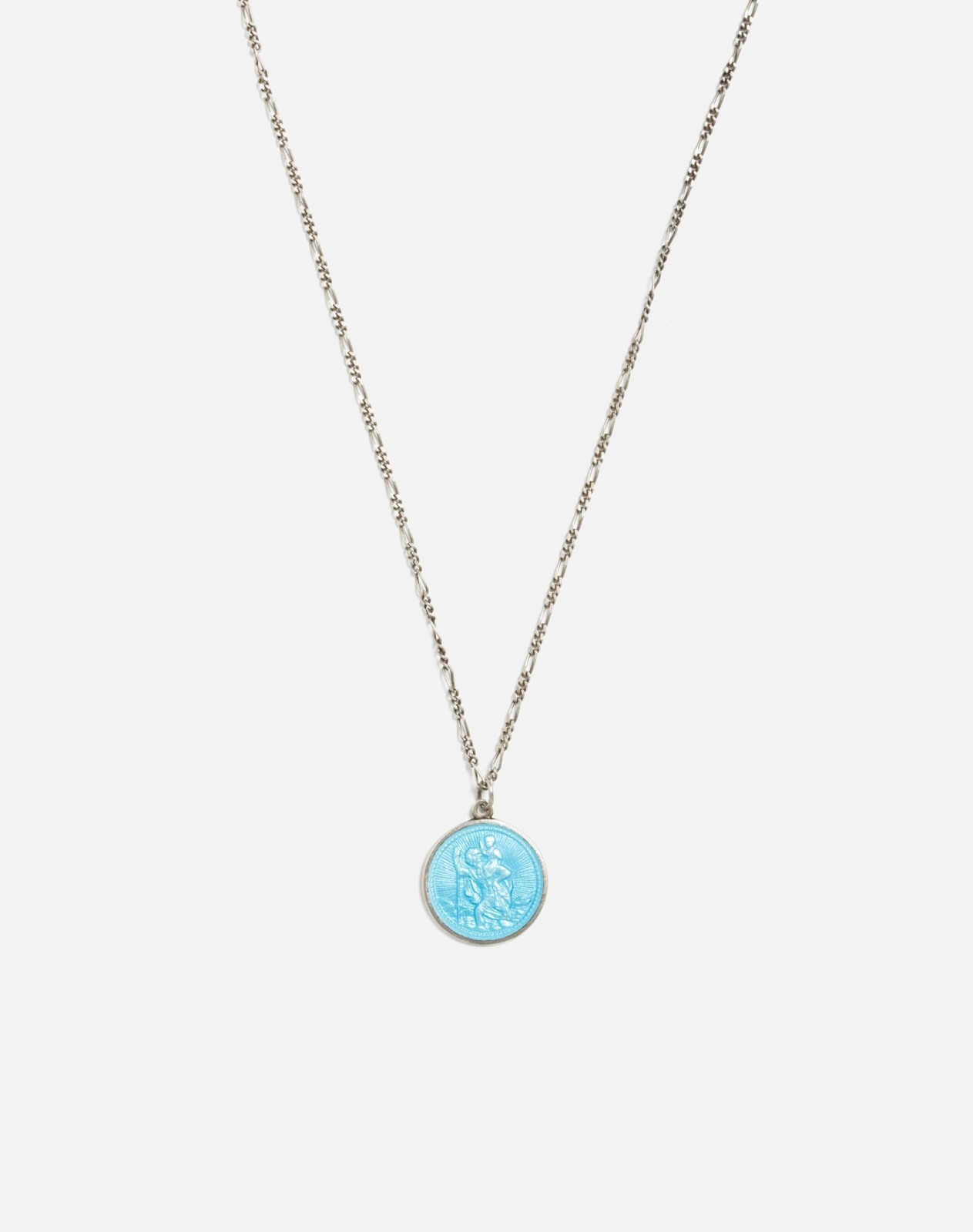 RE/DONE Vintage | 60s Sterling Baby Blue St Christopher Necklace- #7 | Vintage Necklaces
