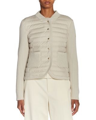 Moncler Mixed Media Leather Cardigan