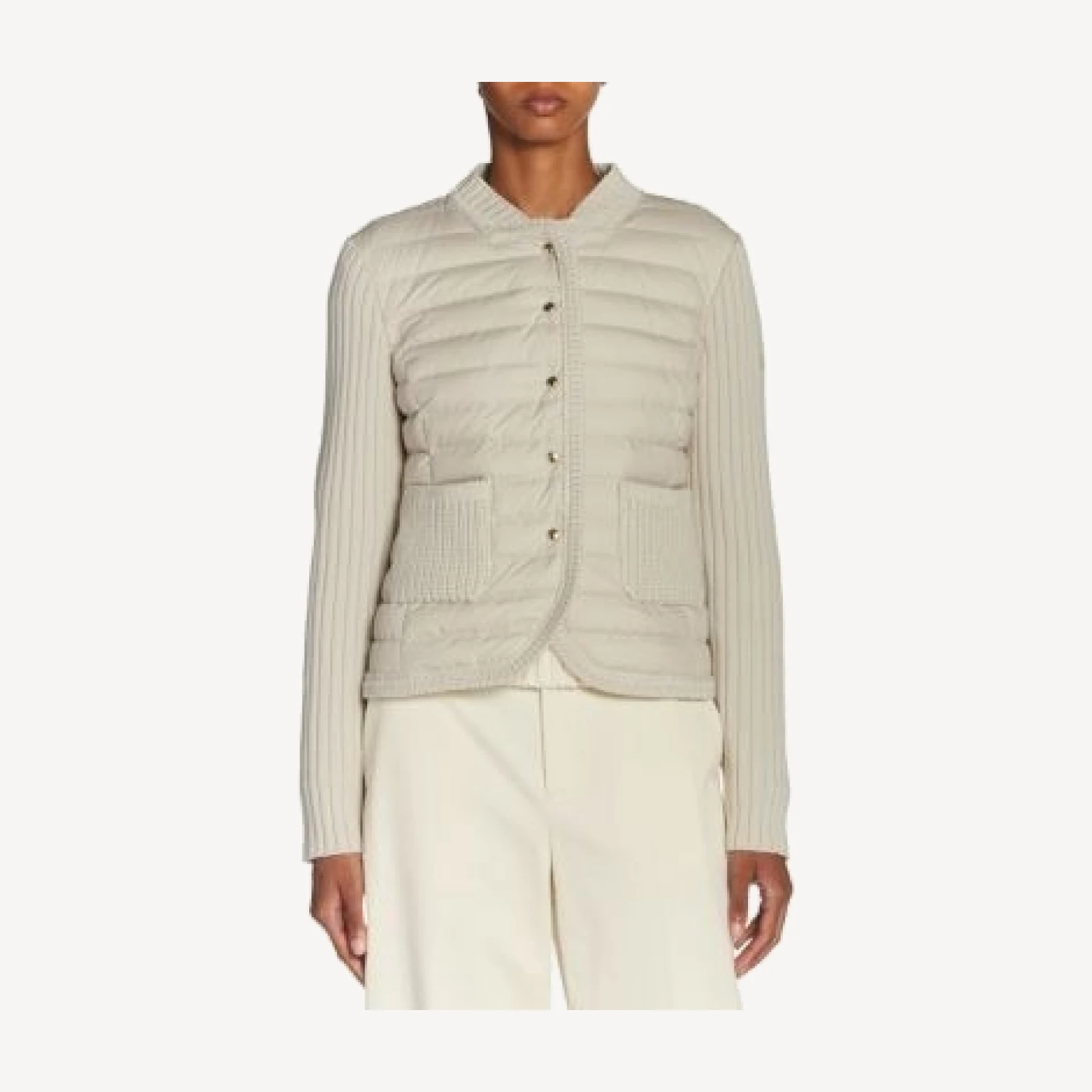 Moncler Mixed Media Leather Cardigan