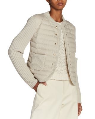 Moncler Mixed Media Leather Cardigan