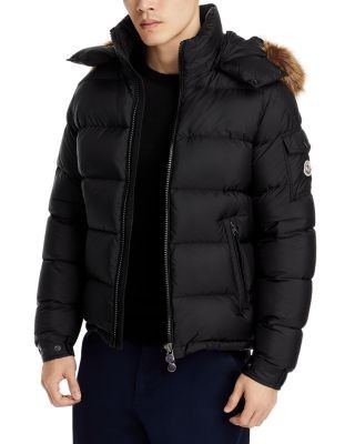 Moncler Mayaf Faux Fur Trim Hooded Down Puffer Jacket