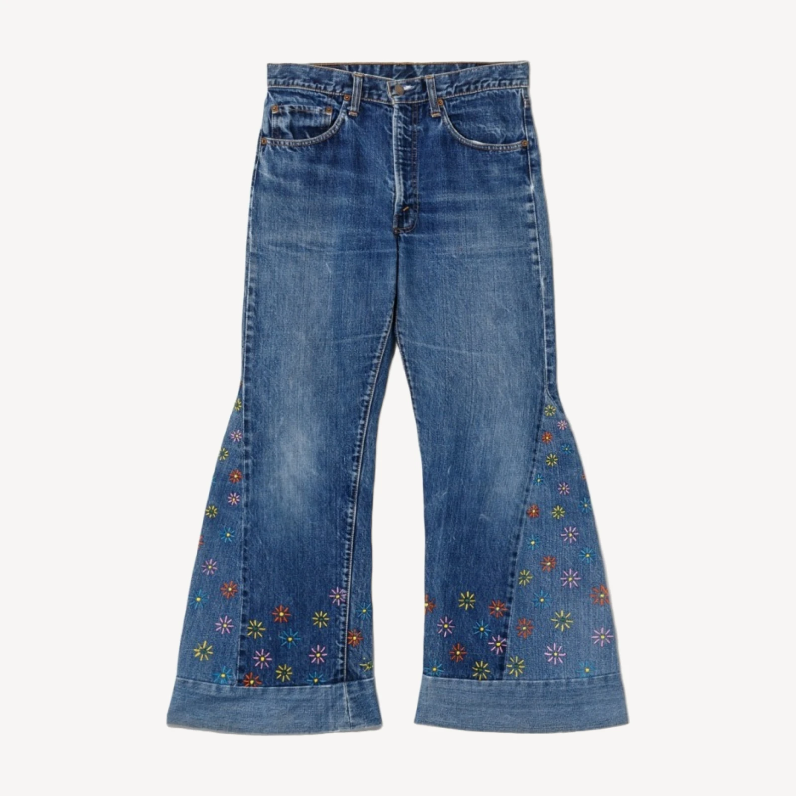 70s Big E Single Stitch Embroidered Flared 505 Levi's -#35