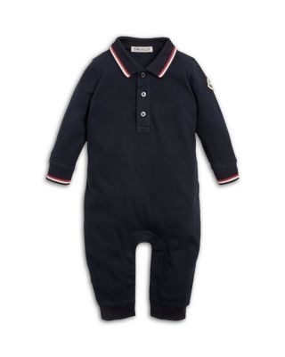 Moncler Unisex Tricolor Trimmed Cotton Piquet Romper - Baby